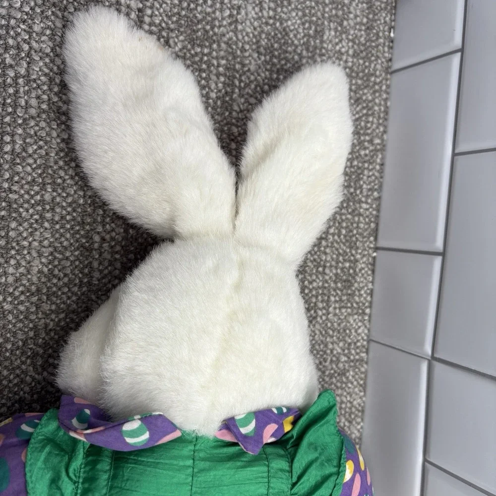 VTG 1993 Nylon Plush Rabbit Easter‎ Bunny Green Purple Silky Parachute Rare Hg10